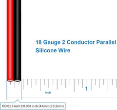 18 Gauge Flexible 2 Conductor Parallel Silicone Wire Spool Red Black High Resist
