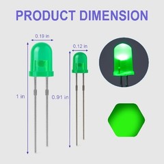 600Pcs 3mm 5mm LED Diode Assortment Kit 6 Colors White Red Blue Green Yellow