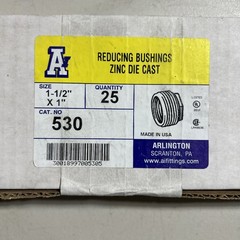 Arlington Reducing Bushings Zinc Die Cast 1-1/2 x 1 Quantity 25 NEW USA Made !!!
