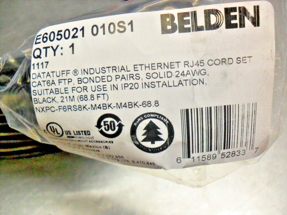 Belden E605021 010S1 Industrial Network Cable, 68.8 FT NEW
