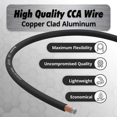 InstallGear 1/0 Gauge Wire (25ft) Copper Clad Aluminum CAA – Primary Black