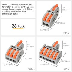 GKEEMARS 26Pcs Compact Splicing Connectors Wire Kit 2, 3 and Clear