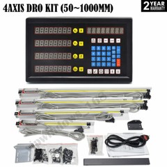 4Axis Digital Readout DRO Display+4pc TTL Linear Glass Scale Encoder 5µm Milling