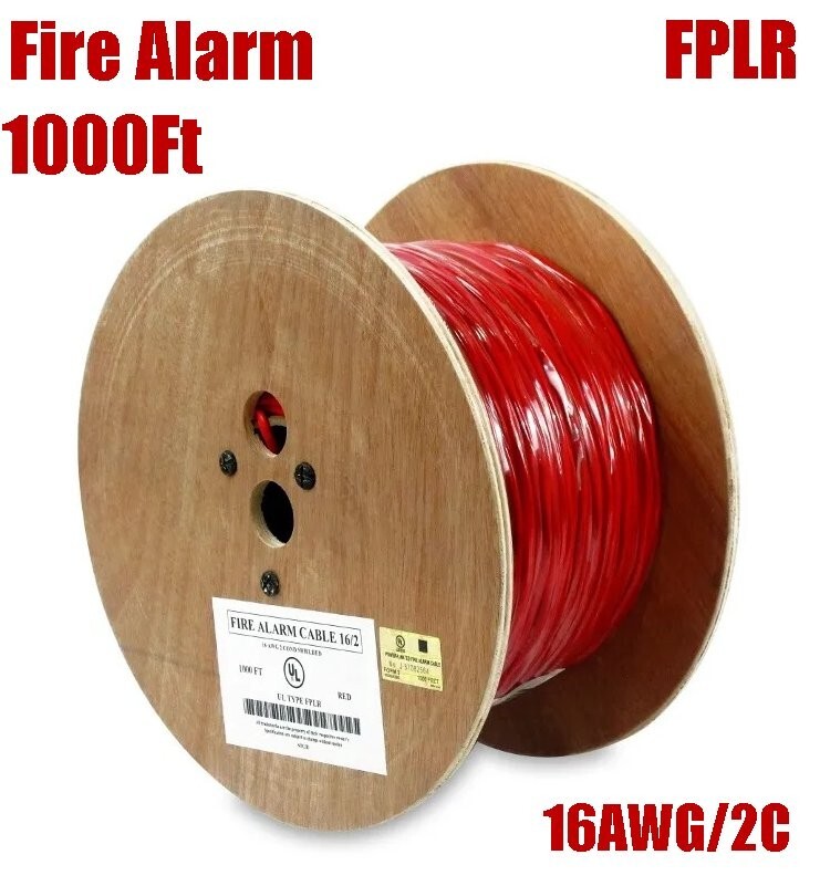 1000FT 16AWG 2C Fire Alarm Cable Solid Bare Copper Wire Unshielded FPLR Cord UL