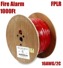 1000FT 16AWG 2C Fire Alarm Cable Solid Bare Copper Wire Unshielded FPLR Cord UL