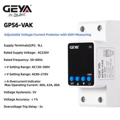 GEYA GPS6 Digital Display Voltage Current KWH Protector Protect 2P 40/63/80A 220