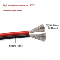 Red &Black 2Pin Silicone Wire 8AWG-28AWG Extra Soft Silicone Cable Tinned Copper