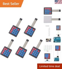 Pack of 5 Tactile Membrane Keypads – 4×4 Matrix Array for Arduino Projects
