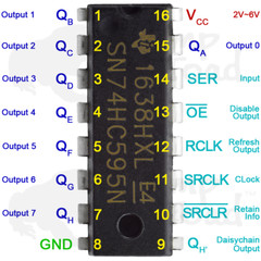 SN74HC595N Bit-Shift Register for Clocks LEDs Arduino TTL Segment Displays