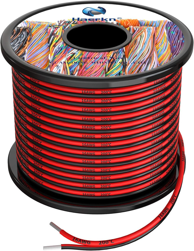 16 Awg Silicone Electrical Wire 2 Conductor Parallel Wire Line 60Ft [Black 30Ft