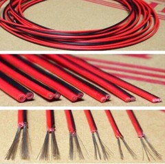 UL2468 2-Core Stranded Electrical Wire Red Black Flat Ribbon Cable 16-28AWG