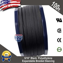 100 FT. 5/16″ Black Expandable Wire Cable Sleeving Sheathing Braided Loom Tubing