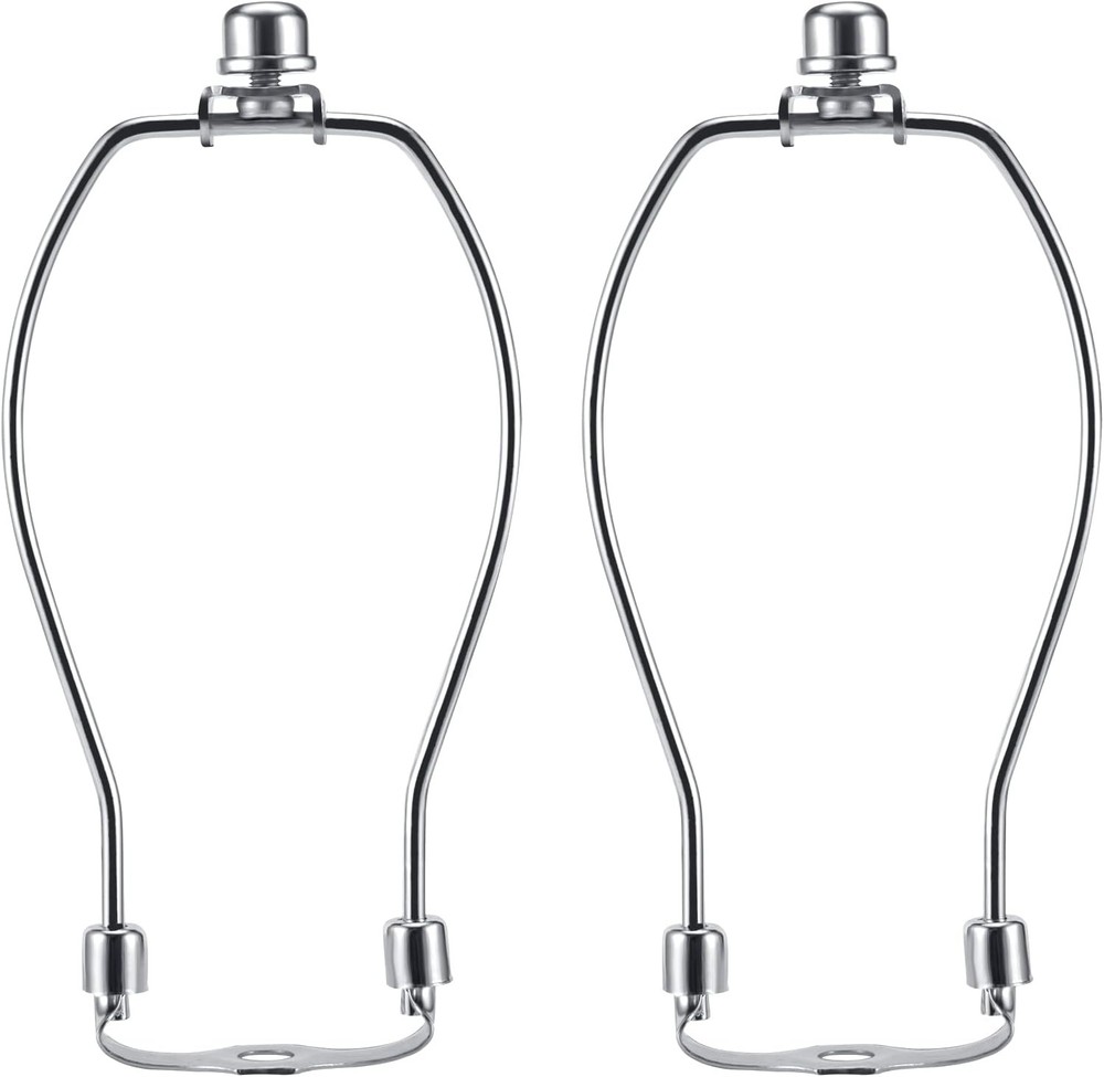 7 Inch Lamp Harp Kits Nickel Finish 3/8 Inch Saddle Base Holes Light Duty Pack