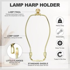 7 Inch Lamp Harp Kit 17.5mm Solid Brass Ball Finial Heavy Duty Bracket Saddle