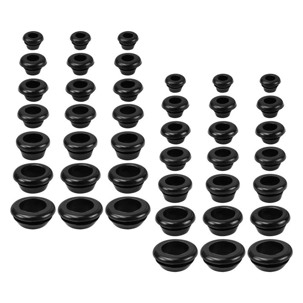 1 Set Reusable Black Rubber Grommets Assortment Kit for Wire Cable Organization