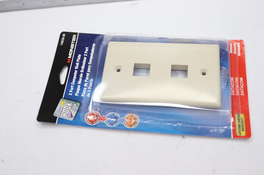 Monster Just Hook It Up 2-Port Multi-Media Keystone Wall Plate Almond 140235-00