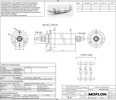 Moflon Model MG-028-S12-IP68 300M Waterproof Slip Ring 600RPM 12 Wires 2A Gold
