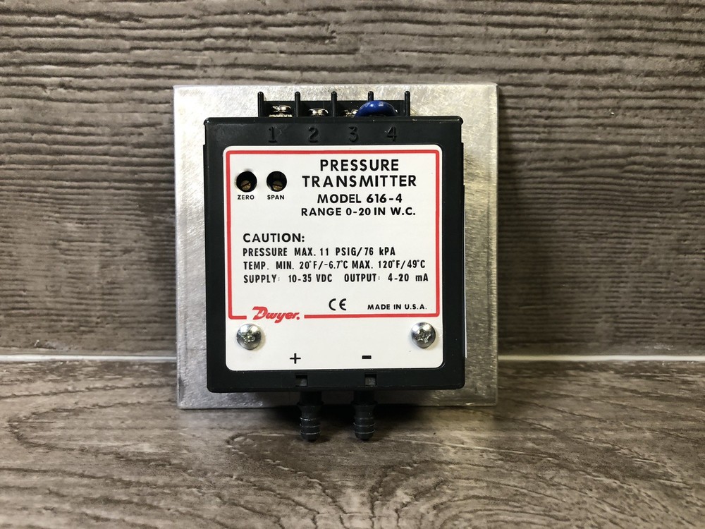 DWYER 616-4 Pressure Transmitter, 0-20″ W.C., 4-20mA Output 11 PSI Max 10-35 VDC