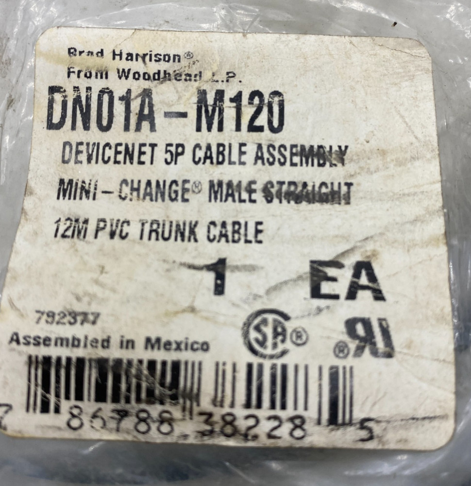 WOODHEAD BRAD HARRISON DN01A-M120 12M TRUNK CORDSET DEVICENET MINI CHANGE FEMALE