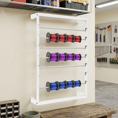 White Heavy Duty Cable Reel Holder and Dispenser With 6 Stainless Steel Rods