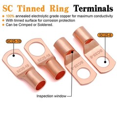 4 Gauge Wire Copper Clad Aluminum CCA 50FT 50FT, W/ lugs only