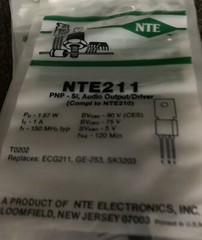NTE211 PNP Si Audio Output Driver (compl To NTE210) 1.67W 1A 150 MHz TO202