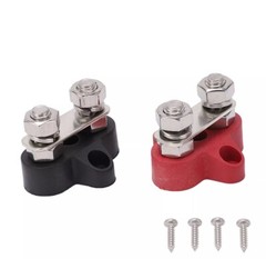 2pc Battery Terminal Block M8 Positive Negative Post Connector Set Kit DC