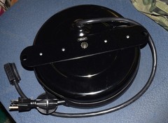 ALERT 20-FT REVERSE PLUG RETRACTABLE AC POWER CORD METAL CABLE REEL SIDE MOUNT