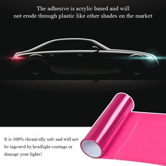 Pink Car Light Tint Film Roll, 11.8″ x 47.2″ Self-Adhesive Vinyl W Color: Pink