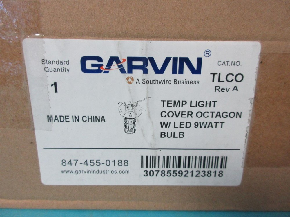 NEW Garvin TLCO Temp Light For Round/Octagon Boxes W/ 9Watt LED Theft Resistant