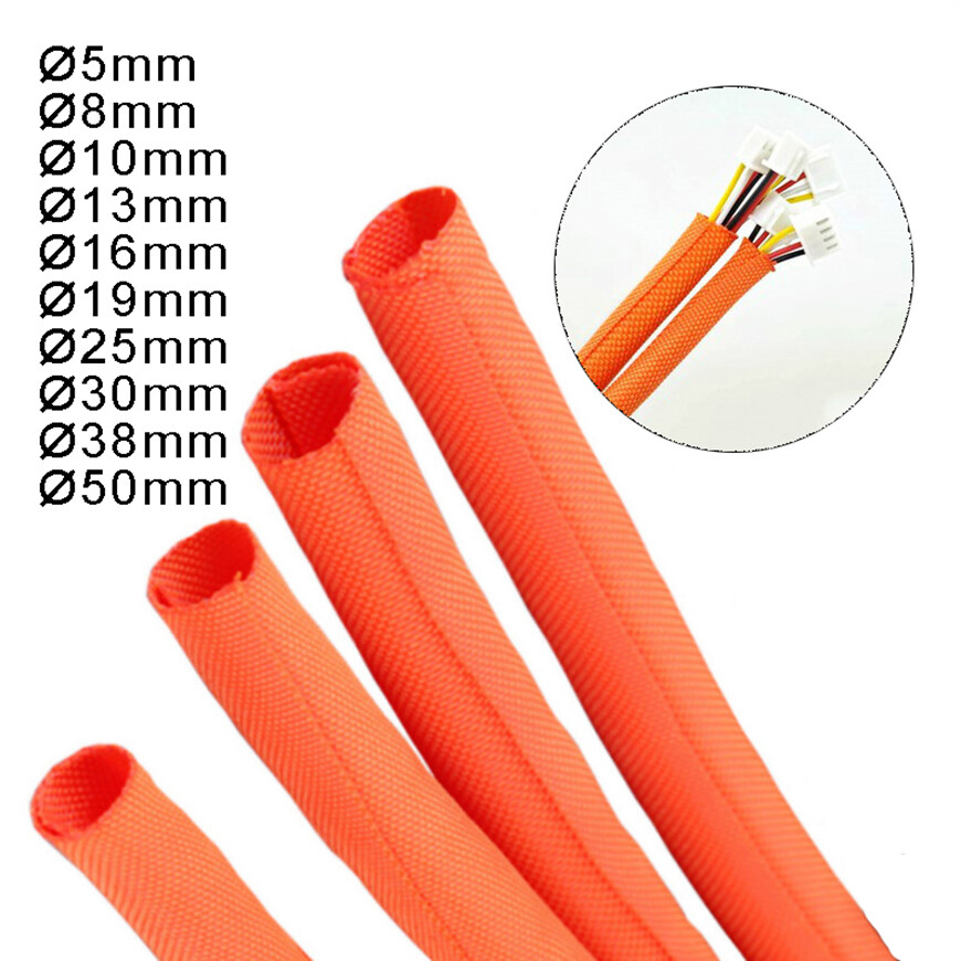 Orange Braided Sleeving Self Closing Braid Cable Wiring Harness Loom Protection