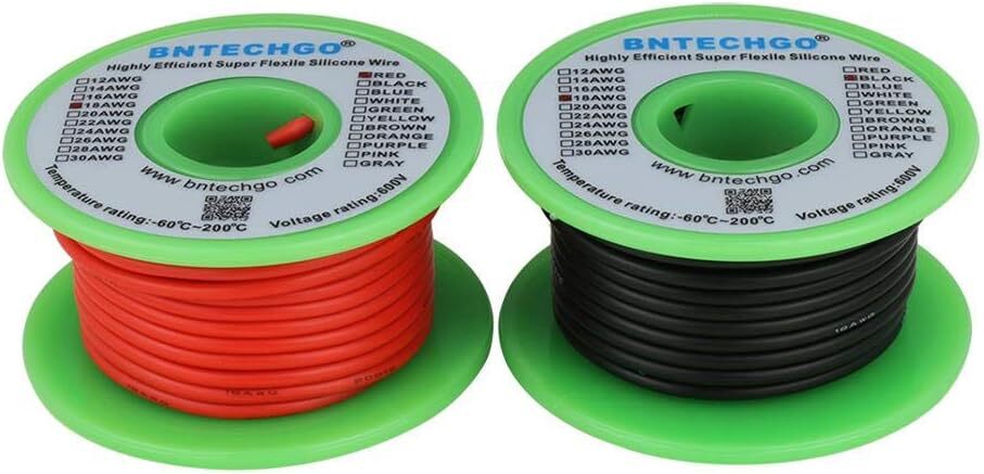 Carrete De Alambre De Silicona Calibre 18 Rojo 25 Pies Y Negro 25 Pies Flexi…