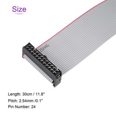 5 Pack Long 30CM 2.54MM Flat Ribbon Cable IDC 24 Pin Connector