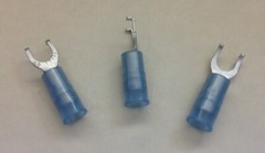 50 Blue NYLON Flanged FORK SPADE Terminal Connector #16-14 Wire Gauge #10 Stud