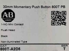 New-Allen Bradley 800T-A2D5 30mm Momentary Push Button Black Flush Head
