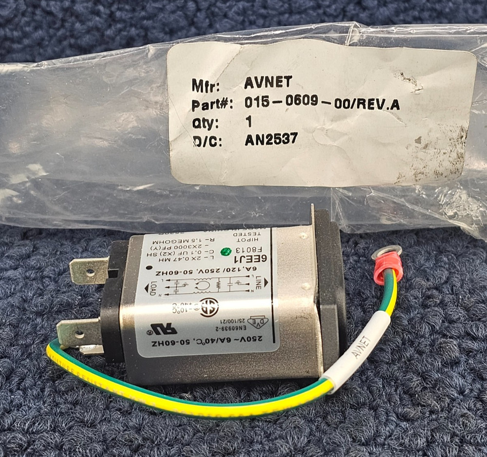 TE Corcom 6EEJ1: Power Line Filter EMI 50Hz/60Hz 6A 250VAC Faston Panel Mount