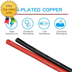 12 Gauge Silicone Wire Spool Red and Black Each 25Ft Flexible 12 AWG Stranded
