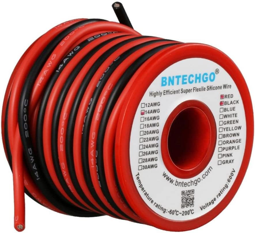 14 Gauge Silicone Wire Spool Red and Black Each 20Ft 2 Separate Wires Flexible 1