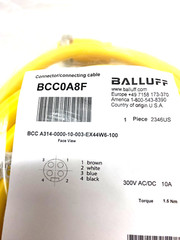 Balluff BCC0A8F Power Connection Cable Sgl-Ended BCC A314-0000-10-003-EX44W6-100