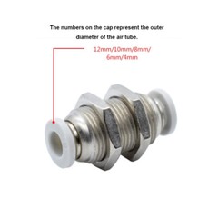 Pneumatic Bulkhead Connector Stainless Steel/Copper Nickel Plated Push Fitting