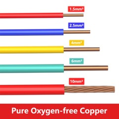Pure Copper Single Core Hard Wire BV 1.0mm²~10mm² PVC Insulated Wire 5 Colors