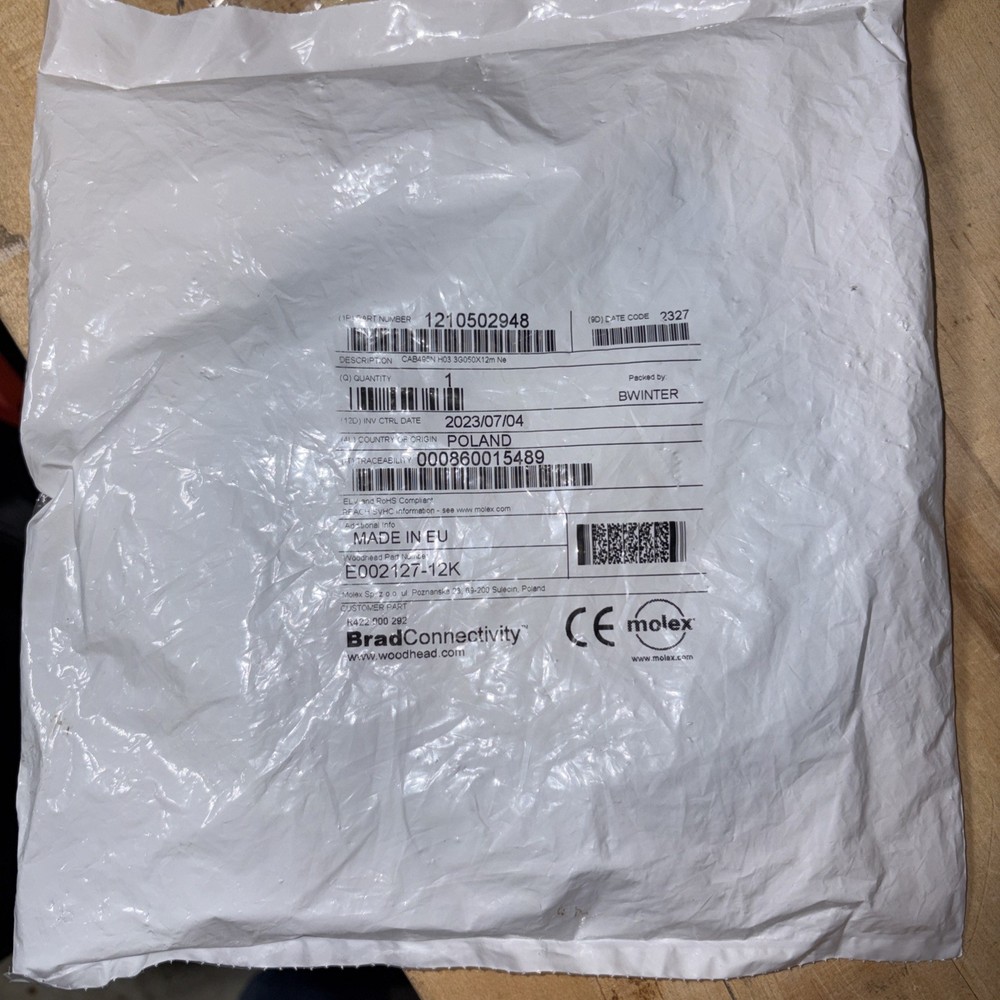 WOODHEAD MOLEX 1210502948 SENSOR CONNECTOR CABLE / E002127-12K