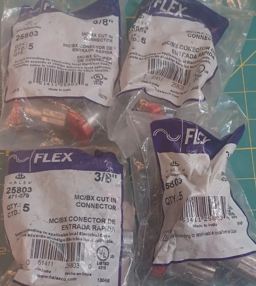20 Pack 3/8″ CutIn Connector -25803 4 New Sealed bags