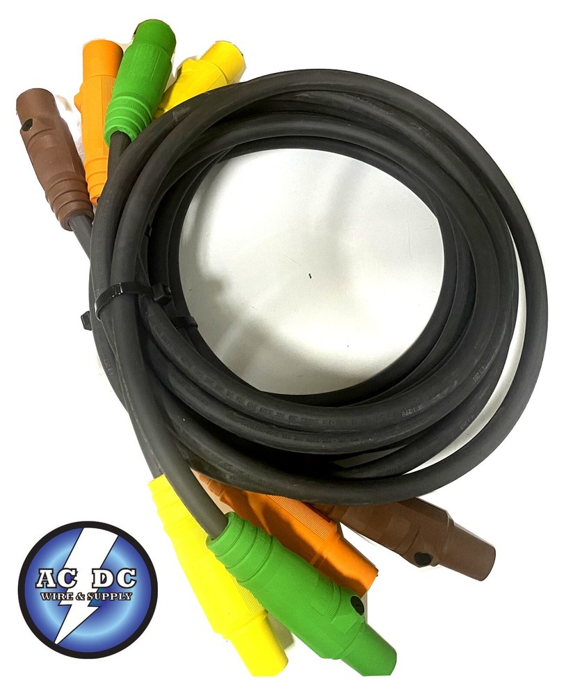 2/0 SC CABLE 4 WIRE 300 AMP 480v M/F HUBBELL SERIES 16 CAM LOCK 10′ EA