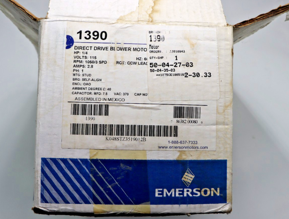 Emerson 1390 Direct Drive Blower Motor 1/4 HP