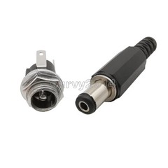 5.5×2.1mm DC Power Supply Plug Connector + Female Metal Panel Mount Socket Jack