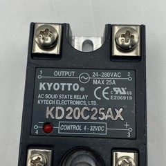 LOT OF 4 KYOTTO KD20C25AX AC SOLID STATE RELAY 24-280VAC MAX 25A CNTRL 4-32VDC
