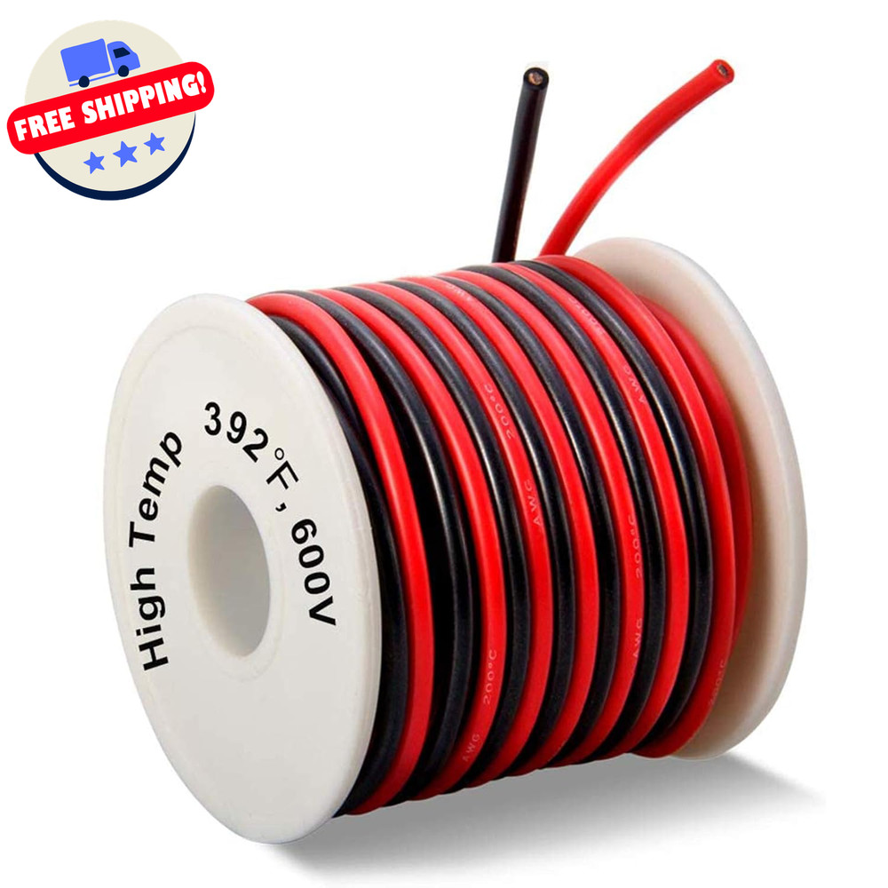 14 AWG Silicone Wire Kit 40Ft – 20Ft Red & Black, Flexible, High Tem