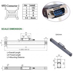 TOAUTO 2/3 Axis LCD Touch Screen DRO Digital Readout 5um TTL Linear Glass Scale