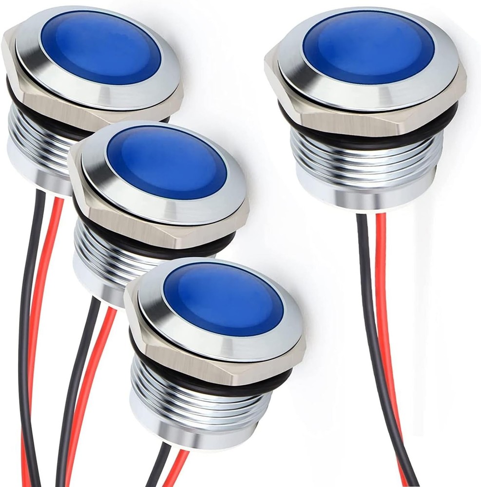 4PCS 110V 20mA Energy Saving Metal Indicator Light Waterproof Indi Color: Blue